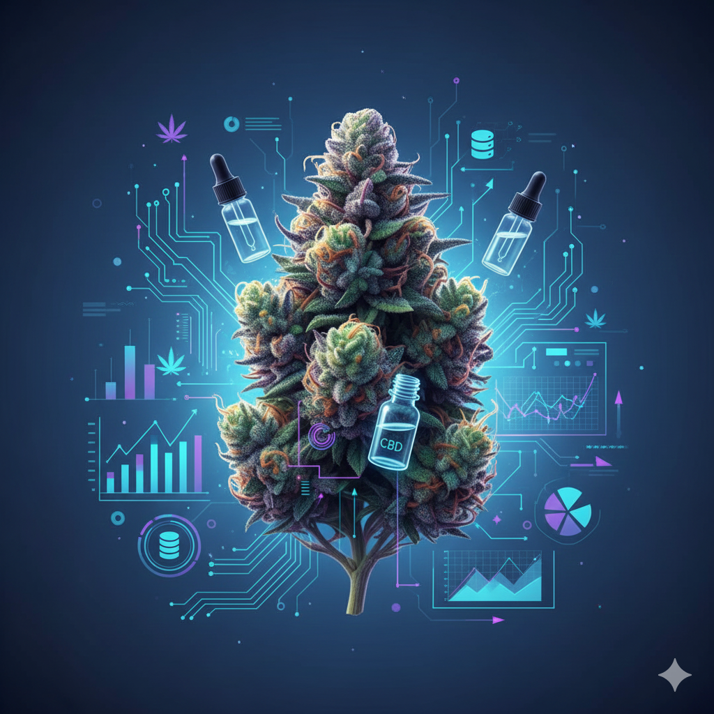 Imagem ilustrativa, com alusão à inteligência de dados no mercado canábico.